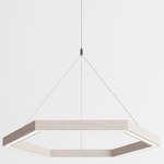 Hexagon Chandelier - White / White Oak