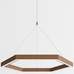 Hexagon Chandelier - White / Walnut