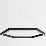 Hexagon Chandelier - White / Black Oak