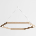 Hexagon Chandelier - White / Natural Oak