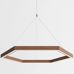 Hexagon Chandelier - White / Walnut
