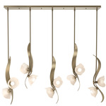 Mika Linear Multi Light Pendant - Soft Gold / Frosted