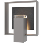Shadow Box Medium Slate Outdoor Wall Sconce - Coastal Burnished Steel / Clear