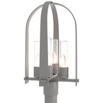 Triomphe Outdoor Post Light - Coastal Burnished Steel / Seeded Clear
