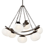 Duxbury Chandelier - Distressed Bronze / Cloud Etched Glass