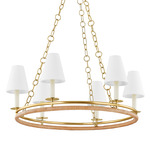 Swanton Chandelier - Aged Brass / White