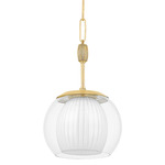 Clementon Pendant - Aged Brass / Clear/ Opal