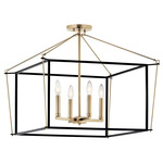 Eisley Semi Flush Ceiling Light - Champagne Bronze / Black