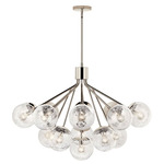 Silvarious Convertible Chandelier - Polished Nickel / Clear Crackle
