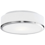 Charlie LED Ceiling Flush Light - Brushed Nickel / White Opal