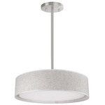 Dalton Pendant - Satin Nickel / Beige Textured Fabric