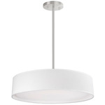 Dalton Pendant - Satin Nickel / White Textured Fabric