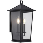 Ingress Outdoor Dual Wall Sconce - Matte Black / Clear