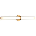 Satchie Color Select Bathroom Vanity Light - Aged Gold Brass / Clear / White