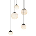 Pisces Color Select Round Multi Light Pendant - Black / Alabaster