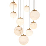 Pisces Color Select Round Multi Light Pendant - Aged Brass / Alabaster