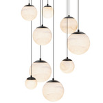 Pisces Color Select Round Multi Light Pendant - Black / Alabaster