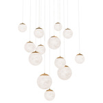 Pisces Color Select Square Multi Light Pendant - Aged Brass / Alabaster