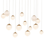 Pisces Color Select Linear Multi Light Pendant - Aged Brass / Alabaster