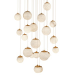 Pisces Color Select Round Multi Light Pendant - Aged Brass / Alabaster