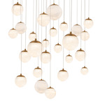 Pisces Color Select Square Multi Light Pendant - Aged Brass / Alabaster