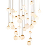 Pisces Color Select Square Multi Light Pendant - Aged Brass / Alabaster