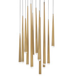 Cascade Square Multi Light Pendant - Aged Brass / Clear