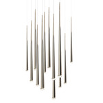 Cascade Square Multi Light Pendant - Polished Nickel / Clear