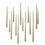 Cascade Linear Multi Light Pendant - Aged Brass / Clear