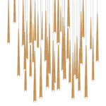 Cascade Square Multi Light Pendant - Aged Brass / Clear