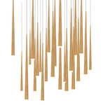 Cascade Square Multi Light Pendant - Aged Brass / Frosted
