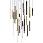 Chaos Square Multi Light Pendant - Black / Brass / White