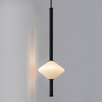 Gem Vertical Pendant - Matte Black / White