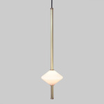 Gem Vertical Pendant - Satin Brass / White