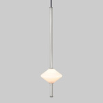 Gem Vertical Pendant - Satin Nickel / White