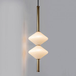 Gem Vertical Pendant - Westwood Brass Orbital / White