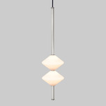 Gem Vertical Pendant - Satin Nickel / White