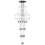 Wireflow Foyer Chandelier - Black / Pressed Glass