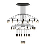 Wireflow Wide Chandelier - Black / Pressed Glass