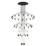 Wireflow Wide Chandelier - Black / Pressed Glass