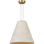 Karam Tapered Pendant - Natural Brass / Cream
