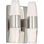 Lassell Double Wall Sconce - Polished Nickel / Clear