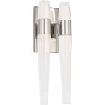 Lassell Double Wall Sconce - Polished Nickel / Clear
