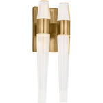 Lassell Double Wall Sconce - Natural Brass / Clear