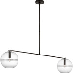 Lowing Wide Linear Chandelier - Blackened Forged / Clear