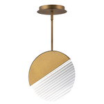 Crescent Pendant - Aged Brass / Clear