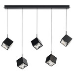 Ice Cube Linear Multi Light Pendant - Black / Crystal