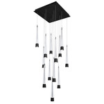 Quill Square Multi Light Pendant - Black / Clear