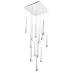 Quill Square Multi Light Pendant - Chrome / Clear