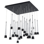 Quill Square Multi Light Pendant - Black / Clear